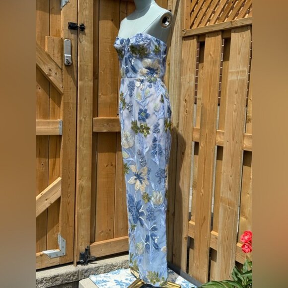 🆕 BRONX & BANCO 🧿 NWOT Dahlia Floral Gown, Baby Blue Multi Maxi - Sz M US 6 - Picture 6 of 15